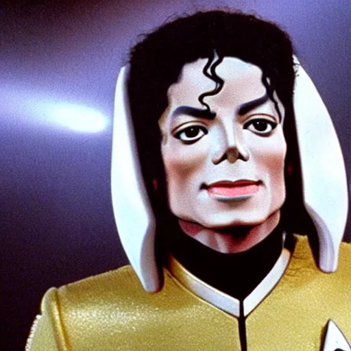 Image similar to A still of Michael Jackson in Star Trek (1966) realistic,detailed,close up