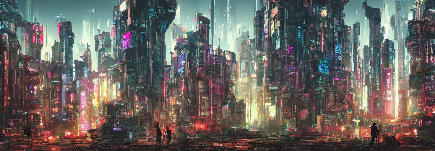 Image similar to photo of a cyberpunk landscape with many big chungus