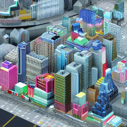 Image similar to volumetric isometric voxel Tokyo Japan, 3d render, akihabara