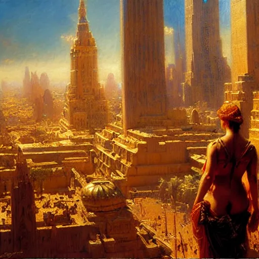 Image similar to babylon the city. highly detailed painting by gaston bussiere, craig mullins, j. c. leyendecker 8 k