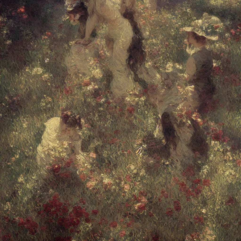 Image similar to seamless intricate monet painterly motives and textures pattern, hyper detailed, octane render, vivid colors, artstation, by jeremy mann, by alphonse mucha, by monet