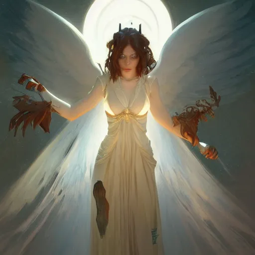 Image similar to beautiful angelic seductive witch, fantasy, cinematic lighting, highly detailed, digital painting, artstation, smooth, sharp focus, centered, illustration, art by Brom, Greg Rutkowski and Alphonse Mucha, by Pixar