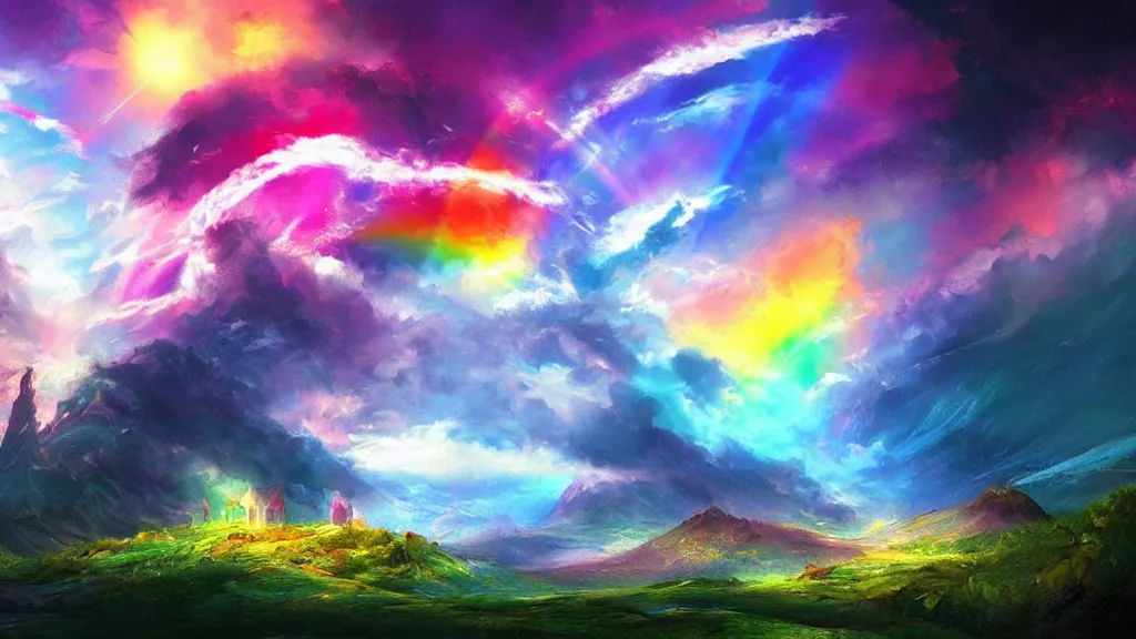 Prompt: rainbow, fantasy artwork, award winning, very very very very very very very beautiful scenery, artstation