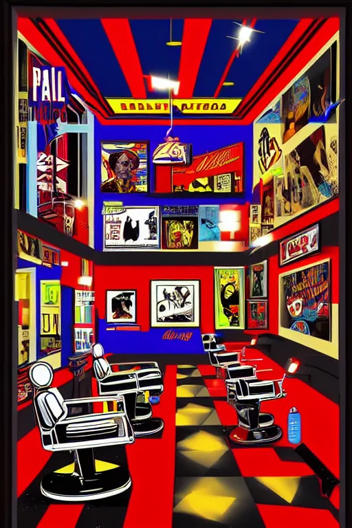 Image similar to top collection barbershop, pop art, no duplicate image, glowing lights, ultra details, digital painting, artstation, concept art, smooth, sharp focus, illustration, intecrate details, art by richard hamilton and mimmo rottela, pixels art by paul robertson