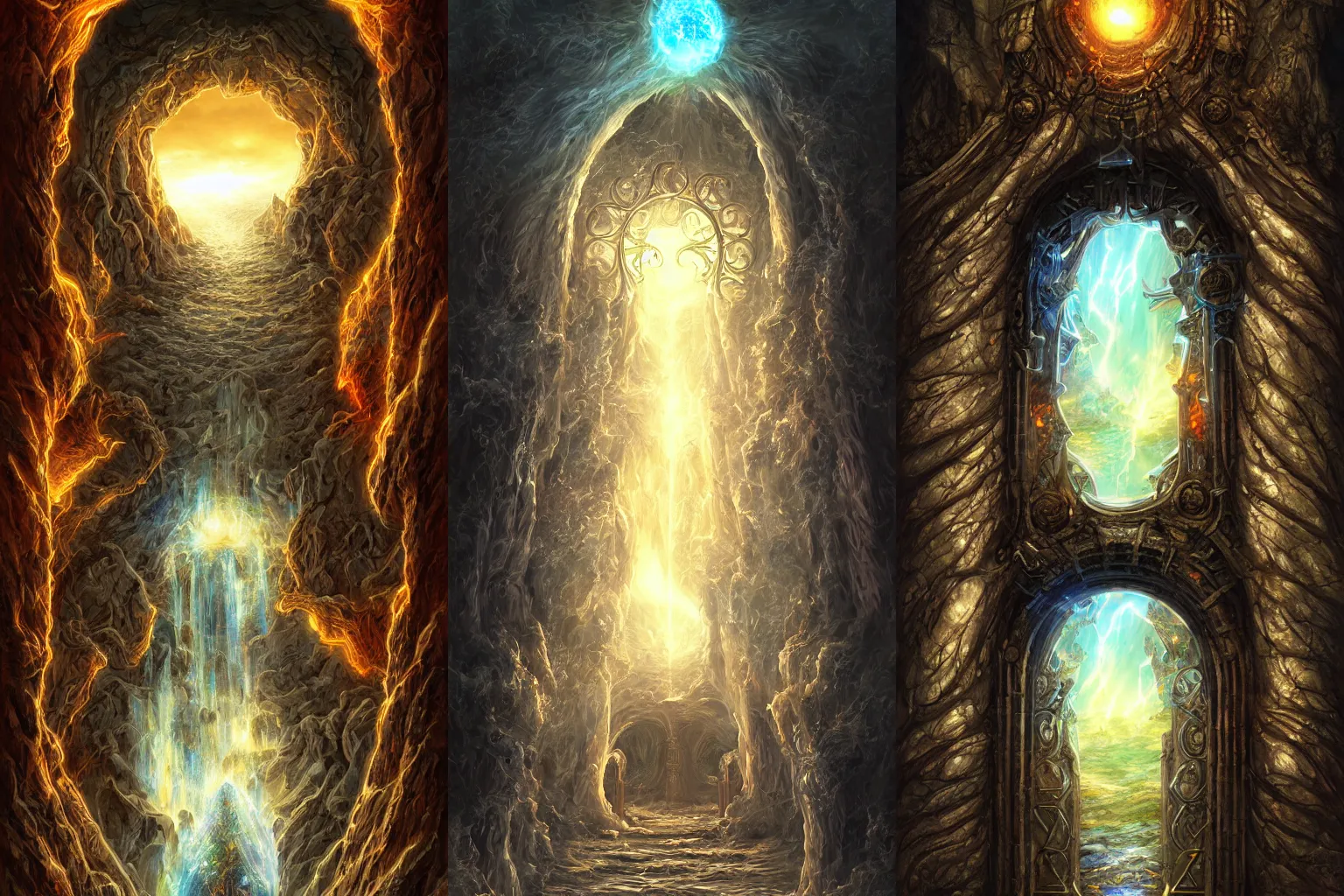 Prompt: The gate to the eternal kingdom of energy, fantasy, digital art, HD, detailed.