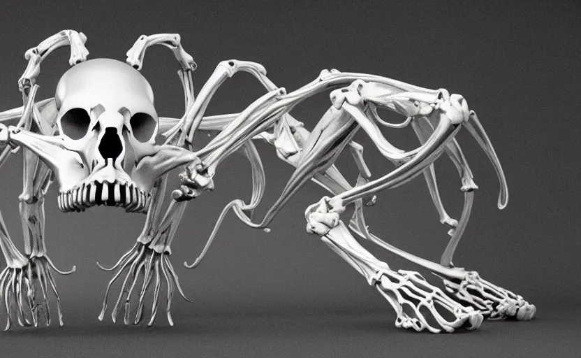 Prompt: stylized shiny polished silver statue full body extra limbs bizarre cosmic horror quadruped animal skull ( skeleton ) framework four legs made of marble of slug creature tendrils, perfect symmetrical body, perfect symmetrical face, hyper realistic, hyper detailed, by johannen voss, by michelangelo, octane render, blender, 8 k, displayed in pure white studio room