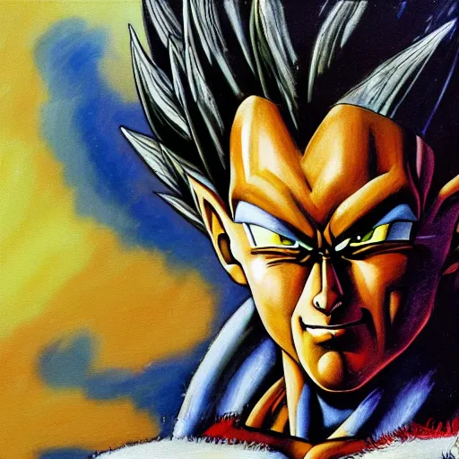 Image similar to an oil painting of a vegeta wearing a christmas hat drawn by frank frazetta, 3 d, cinematic 4 k wallpaper, 8 k, ultra detailed, high resolution, award - winning pencil drawing