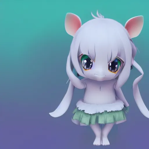 Image similar to cute fumo plush of a marsupial girl, anime girl, artstation character design contest winner, stylized pbr, vray, character silhouette, smile