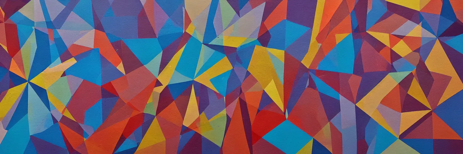 Image similar to abstract landscape, Street Art, Mural, Hypercube, Non-Euclidian, Catalan solids