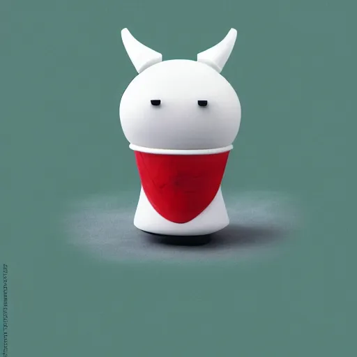 Image similar to a big head Moomin, two tiny horns, 3D art, Finnish green, Baymax style, sweetness, technology, futurism, kawaii, Marina Dieul, Monchhich, Kristina Shablina, 8K