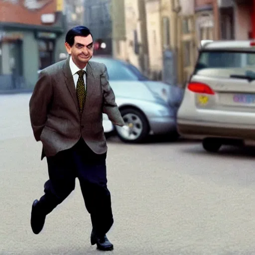 Prompt: mr bean on a bean