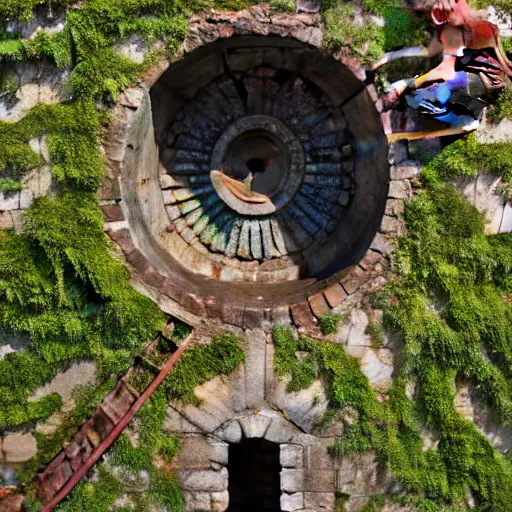 Prompt: painting of an old well seen from above and at the bottom of the well a man screaming, ultra realistic, concept art, intricate details, eerie, highly detailed, photorealistic, octane render, 8 k, unreal engine. art by artgerm and greg rutkowski and charlie bowater and magali villeneuve and alphonse mucha