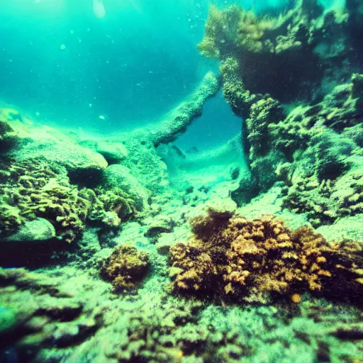 Prompt: underwater landscape, beautiful, coral, underwater city : : deep sea : : 5 sunlight : : 1 dslr : : 1 turquoise : : 5 defocus : : - 0. 5