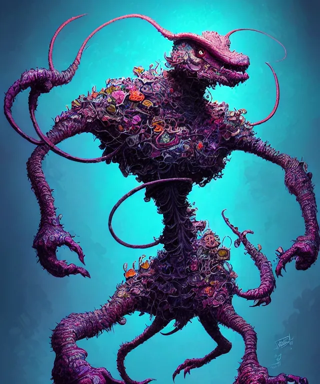 Prompt: an bandersnatch creature in a pixar artstyle, adorable and whimsical,, fantasy, elegant, digital painting, artstation, unreal engine, octane render, concept art, matte, sharp focus, vibrant colors, high contrast, illustration, art by james jean and philippe druillet and justin gerard