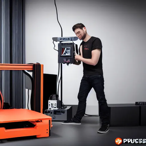 Image similar to josef prusa showing new prusa xxl 3 d printer high end photoshoot