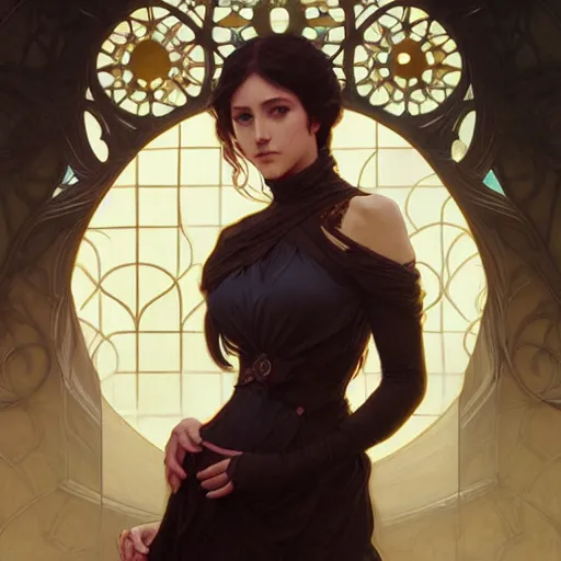 Prompt: portrait of a female necromancer, intricate, elegant, highly detailed, digital painting, artstation, concept art, smooth, sharp focus, illustration, art by artgerm and greg rutkowski and alphonse mucha and william - adolphe bouguereau