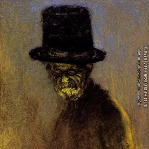 Prompt: A diphenhydramine trip, hat man, spiders, shadows, dark mood, by Ilya Repin