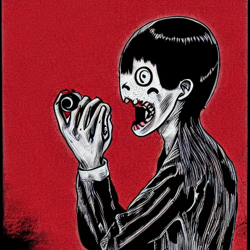 Prompt: I have no mouth and I must scream. In the style of Junji Ito.