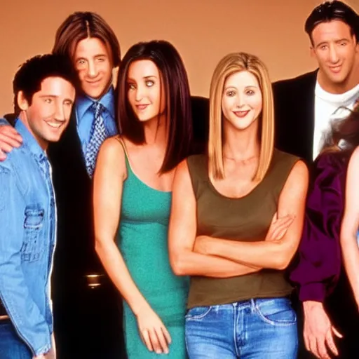 Image similar to the cast of friends and their skin is melting