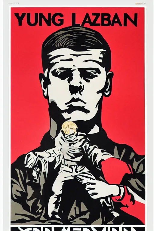 Image similar to yung lean poster, soviet propaganda poster