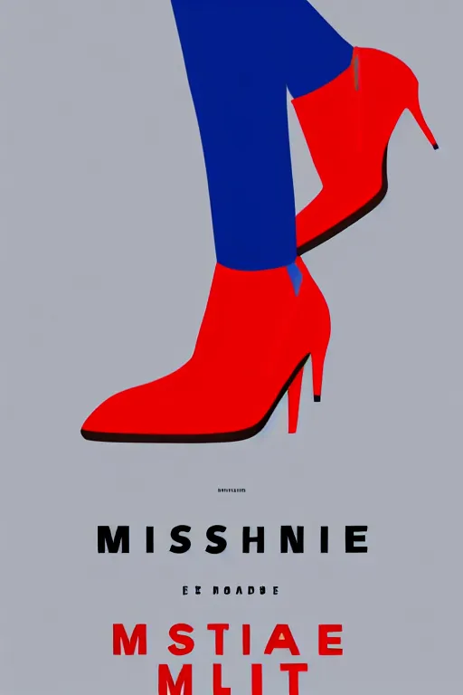 Image similar to minimal movie poster, mismatched red and blue shoes, dramatic