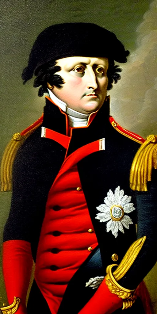 Image similar to portrait painting of napoleon, also napoleon bonaparte, and later known by his regnal name napoleon i, was a french military and political leader who rose to prominence during the french revolution and led several successful campaigns during the revolutionary wars.