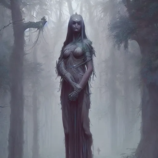 Image similar to A goddess of the forest, trending on Artstation, Greg Rutkowski, Wayne Barlowe