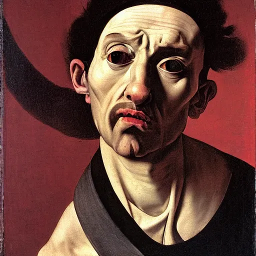 Image similar to portrait of a man with nasal fracture, by Caravaggio