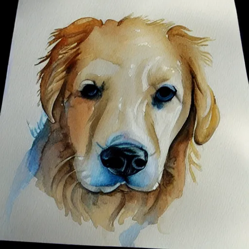 Prompt: cute golden retriever watercolor
