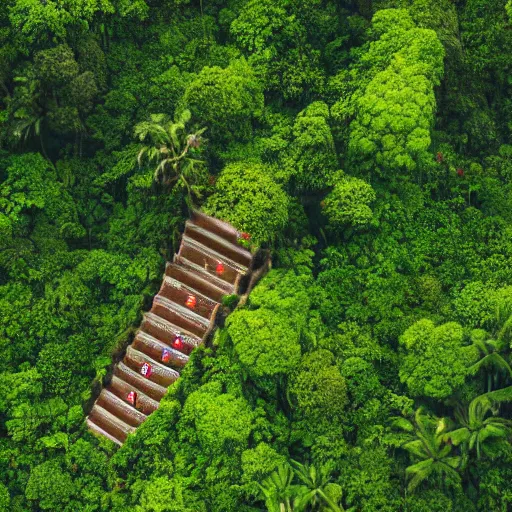 Image similar to aerial hd photograph of indonesian tribe in jungle with temple