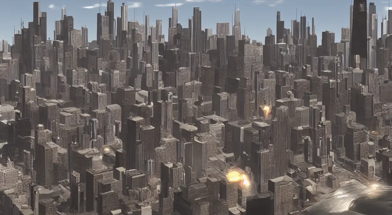 Prompt: a legion of hostile starships converge over the chicago city skyline, cinematic