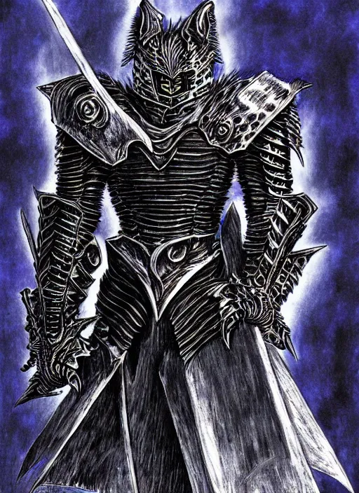 Image similar to demon wolf armored knight by kentaro miura