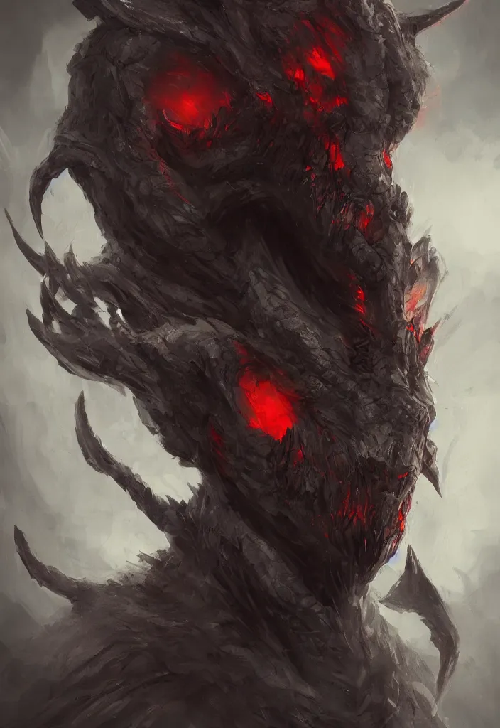 Image similar to a portrait of a gigantic predator as a demon trending on artstation, eerie, fantasy, dark, digital art.