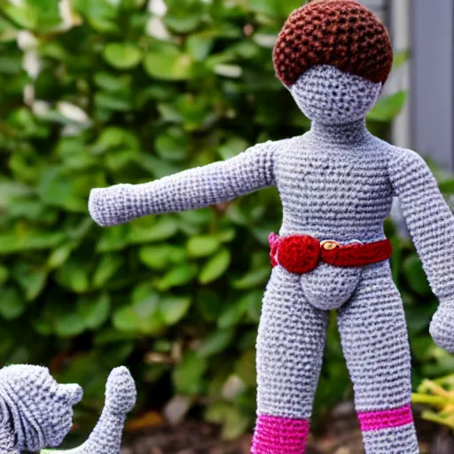 Image similar to amigurumi crocheted toy of the statue of david by michelangelo