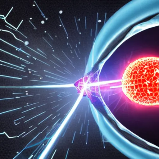 Image similar to a close up shot of a tumor being obliterated by a laser beam