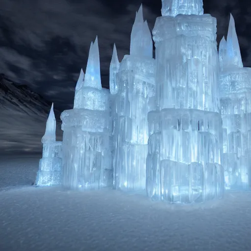 Prompt: photorealistic ice castle, 4k