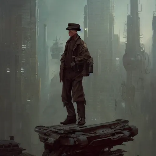 Prompt: a highly detailed epic cinematic concept art CG render digital painting artwork: Soviet dieselpunk detectives from Se7en. By Greg Rutkowski, Ilya Kuvshinov, WLOP, Stanley Artgerm Lau, Ruan Jia and Fenghua Zhong, trending on ArtStation, subtle muted cinematic colors, made in Maya, Blender and Photoshop, octane render, excellent composition, cinematic atmosphere, dynamic dramatic cinematic lighting, precise correct anatomy, aesthetic, very inspirational, arthouse