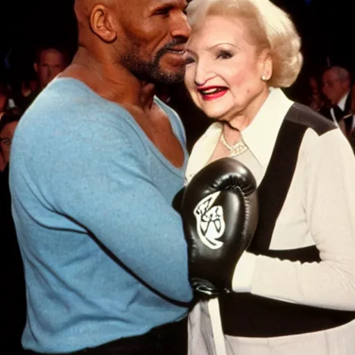 Image similar to betty white boxing against mike tyson