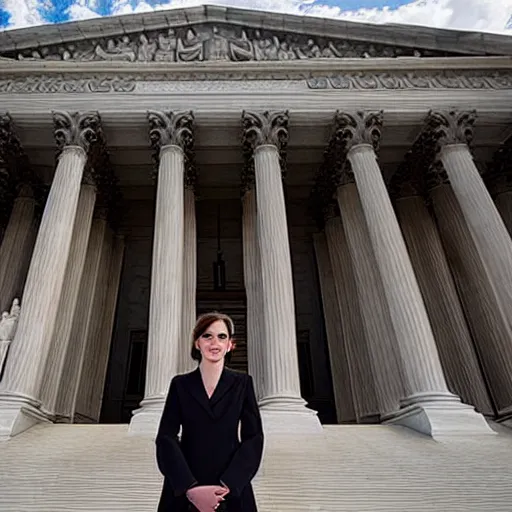 Prompt: us supreme court chief justice emma watson, official government photo, photo by cameldeath