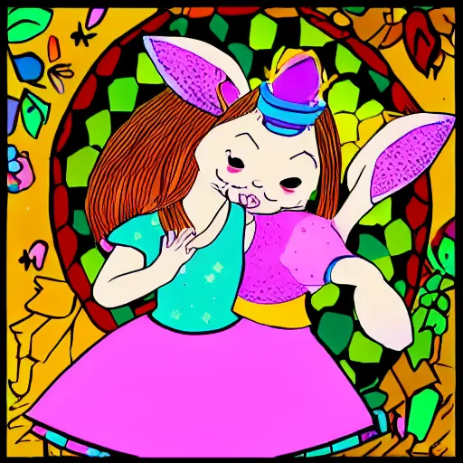 Prompt: digital art of a rabbit princess dancing with her rabbit prince