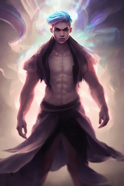 Image similar to a human elemental sorcerer, blurred environment background, epic magic effects, white skin, medium portrait, male, sharp focus, digital art, concept art, post processed, dynamic lighting, by emylie boivin and rossdraws