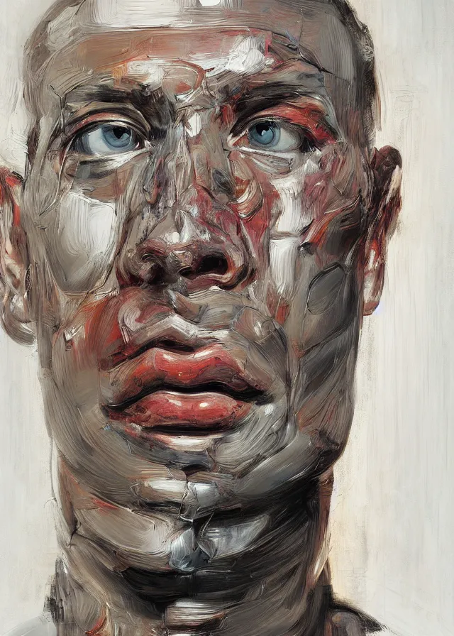 Prompt: cybernetically enhanced face, portrait by jenny saville