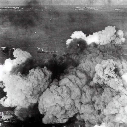 Prompt: WW2 bombings on the small island of Saipan, Japanese bomber planes, DALL-E 2