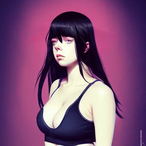 Image similar to a beautiful billie eilish christina hendricks alluring instagram model in crop top, by guweiz and wlop and ilya kuvshinov and artgerm and makoto shinkai and studio ghibli, symmetrical eyes, aesthetic, gorgeous, stunning, alluring, attractive, artstation, deviantart, pinterest, digital art