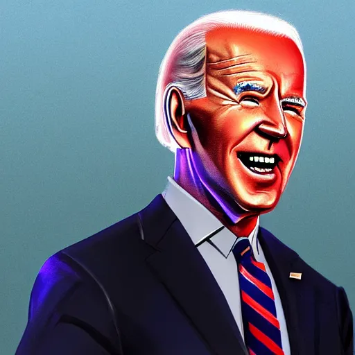 Image similar to joe biden with glowing white eyes, artstation