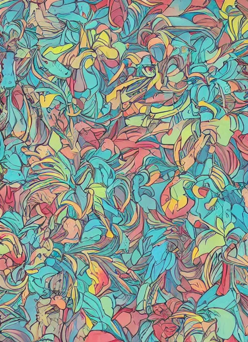 Image similar to painted wall background muted colors james jean style