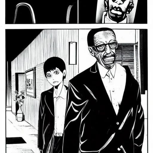 Image similar to Mike Ehrmantraut and Gus Fring in Junji Ito manga