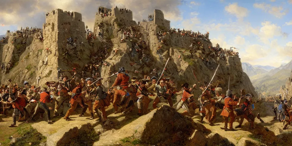 Image similar to landscape portrait of a marmots storming the bastille, by william sidney mount, trending on artstation