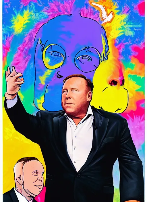 Image similar to alex jones by lisa frank and Zbigniew Brzezinski