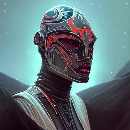 Prompt: star wars sith lord empire Rihanna profile picture by Greg Rutkowski, dynamic pose, intricate details, futuristic, volumetric lights, streetwear, studio ghibli, Organic Painting , Matte Painting, geometric shapes, hard edges, trending on the artstation, fantasy LUT, realistic by Sachin Teng + Martin Grip + Moebius + Patrick Gleason, smooth, sharp focus, techwear, Industrial Scifi, detailed illustration, character portrait,-C 8.5